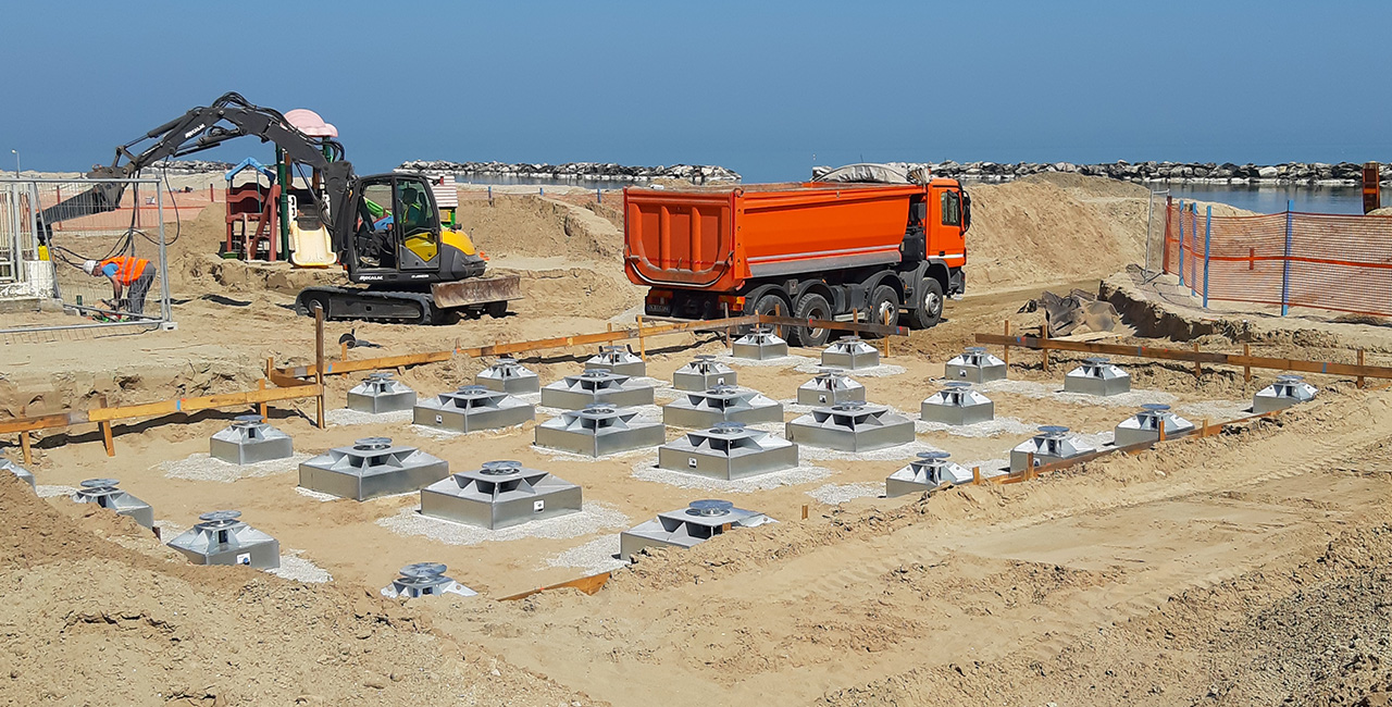 Fondazioni a secco Geosmart nel cantiere di Rimini